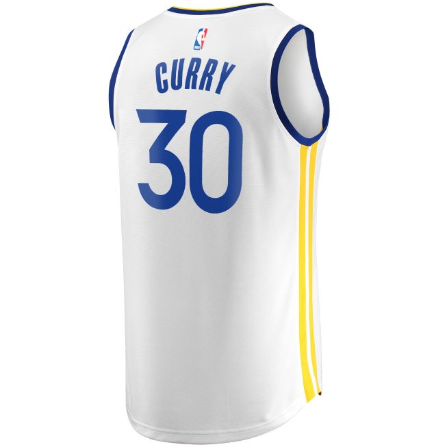 Stephen Curry Golden State Warriors Fanatics Youth 2022/23 Fast Break Replica Player Jersey - Association Edition - White - Image 3
