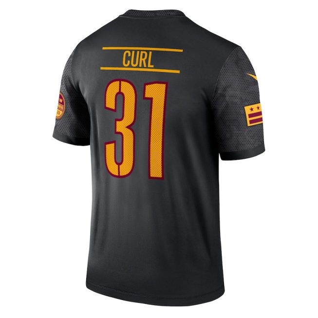 Kamren Curl 31 Washington Commanders Men Alternate Game Jersey - Black - Image 3