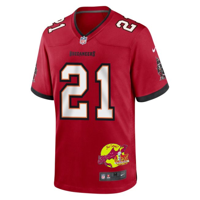 Mike Edwards 21 Tampa Bay Buccaneers Super Bowl LIX New Orleans Patch Game Men Jersey - Red - Image 3