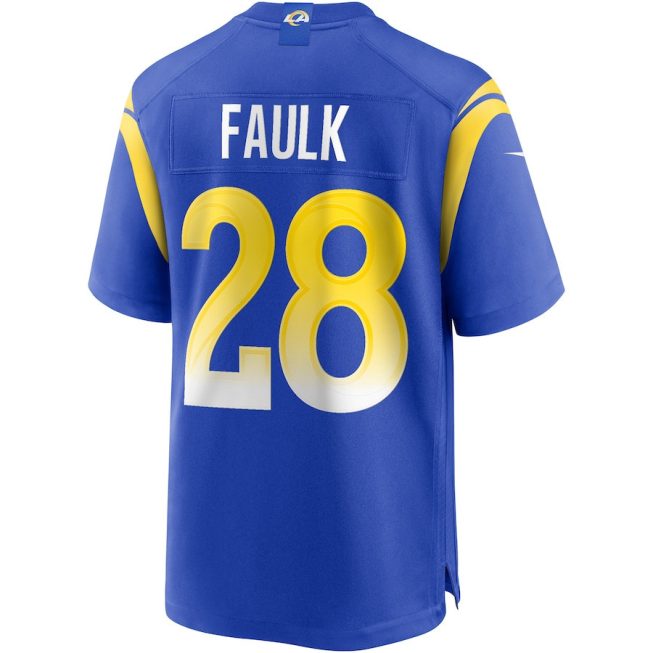 Marshall Faulk 28 Los Angeles Rams Men Game Retired Jersey - Royal - Image 3