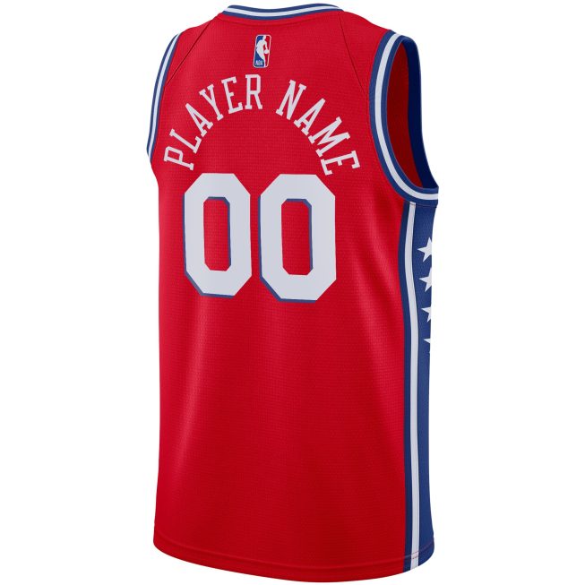 Philadelphia 76ers Jordan Brand Swingman Custom Jersey - Statement Edition - Red - Image 3