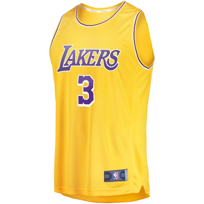 Anthony Davis Los Angeles Lakers Fanatics Fast Break Replica Player Jersey - Icon Edition - Gold - Image 2