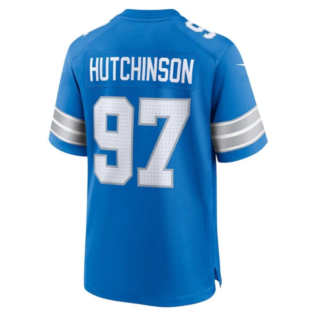 Aidan Hutchinson #97 Detroit Lions Super Bowl LIX YOUTH Jersey - Blue - Image 3