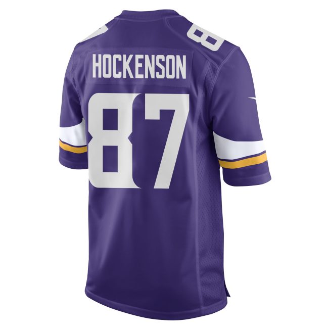 T.J. Hockenson 87 Minnesota Vikings Super Bowl LIX New Orleans Patch Game Men Jersey - Purple - Image 2