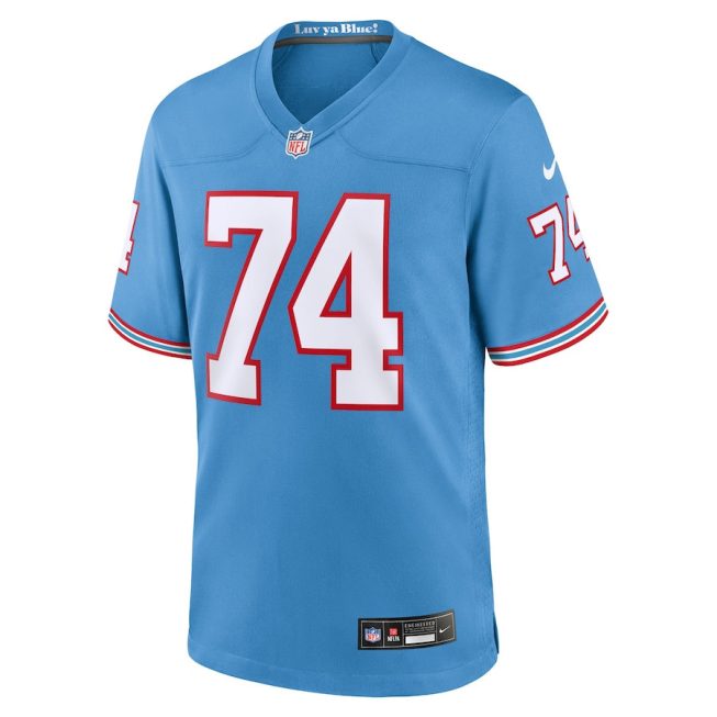 Bruce 74 Matthews Tennessee Titans Men Oilers Throwback Retired Game Jersey - Light Blue - Image 2
