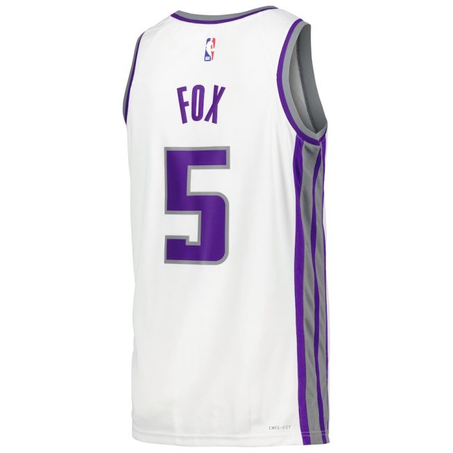 De'Aaron Fox 5 Sacramento Kings Swingman Player Jersey - Association Edition - White - Image 3