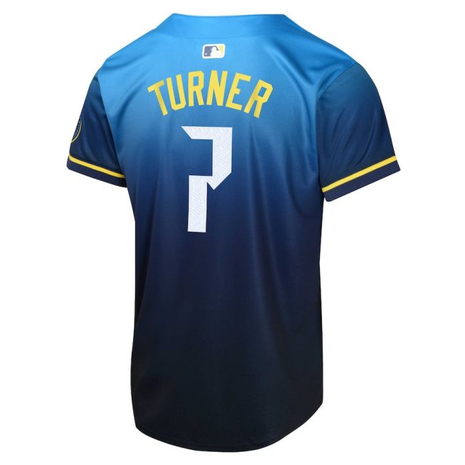 Trea Turner 7 Philadelphia Phillies 2024 City Connect Limited YOUTH Jersey - Blue - Image 3