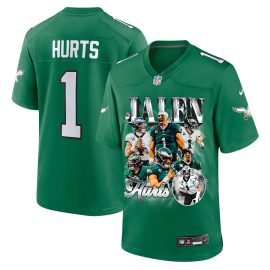 Jalen Hurts 1 Philadelphia Eagles Go Directly To Jalen Game Men Jersey - Kelly Green