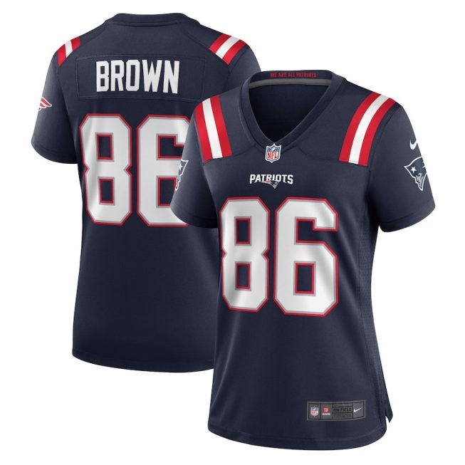 Pharaoh Brown 86 New England Patriots Women Team Game Jersey - Navy
