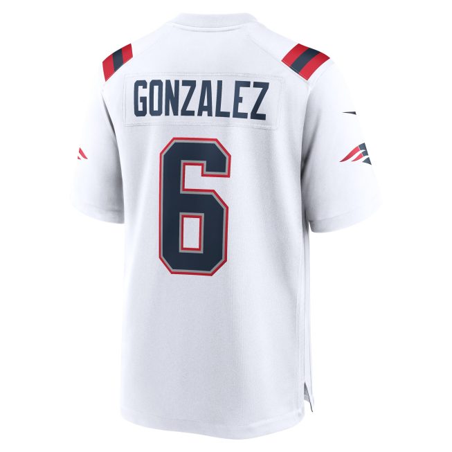 Christian Gonzalez New England Patriots Game Jersey - White - Image 3