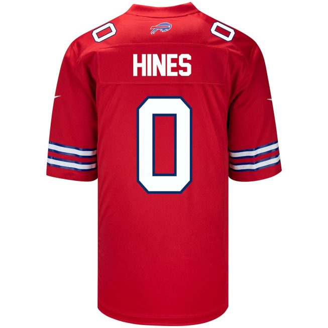 Nyheim Hines 0 Buffalo Bills Men Alternate Game Jersey - Red - Image 3