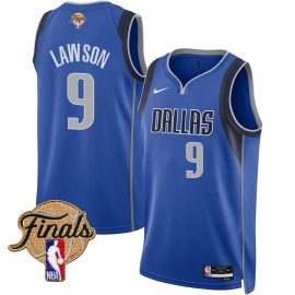 A.J. Lawson 9 Dallas Mavericks 2024 FINALS PATCH Swingman Jersey - Icon Edition - Blue