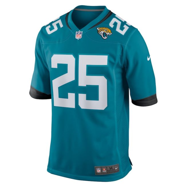 D'Ernest Johnson 25 Jacksonville Jaguars Men Team Game Jersey - Teal - Image 2