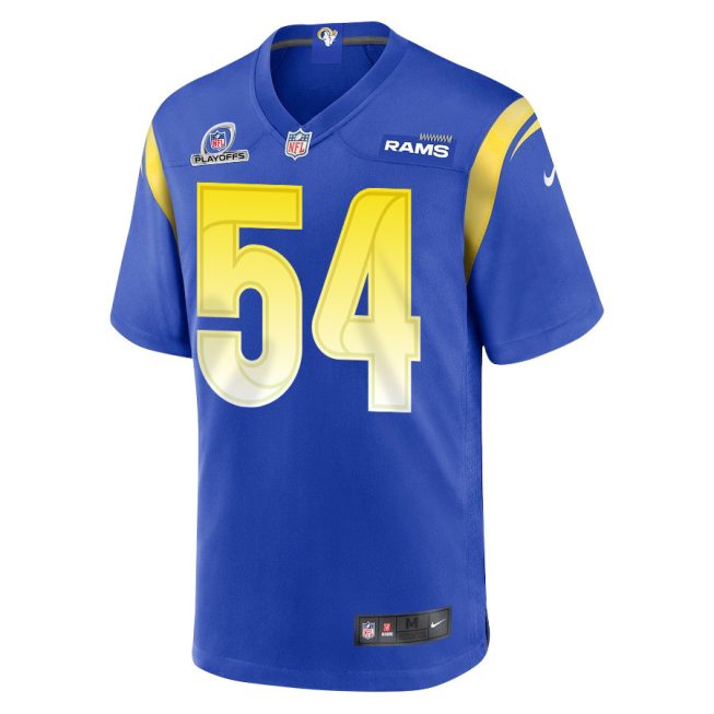 Olakunle Fatukasi 54 Los Angeles Rams 2023 Playoffs Patch Game Men Jersey - Royal - Image 2