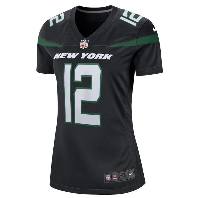 Joe Namath 12 New York Jets Women Retired Jersey - Black - Image 2