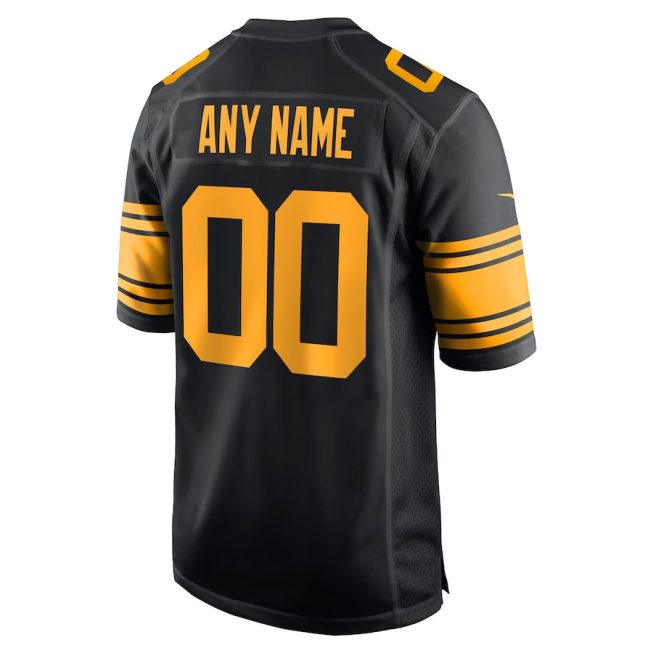Pittsburgh Steelers Men Alternate Custom Game Jersey - Black - Image 3