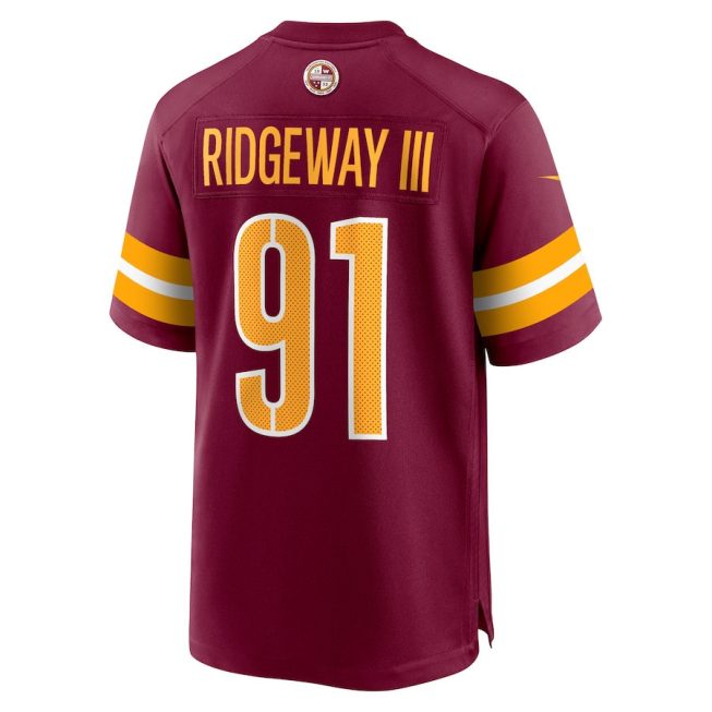 John Ridgeway 91 Washington Commanders Men Game Jersey - Burgundy - Image 3
