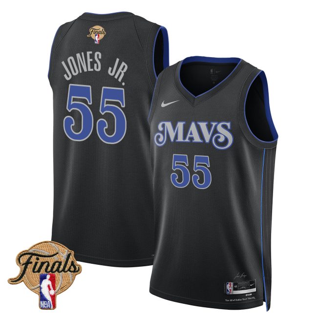 Derrick Jones Jr. 55 Dallas Mavericks 2024 FINALS PATCH Swingman Jersey - City Edition - Black