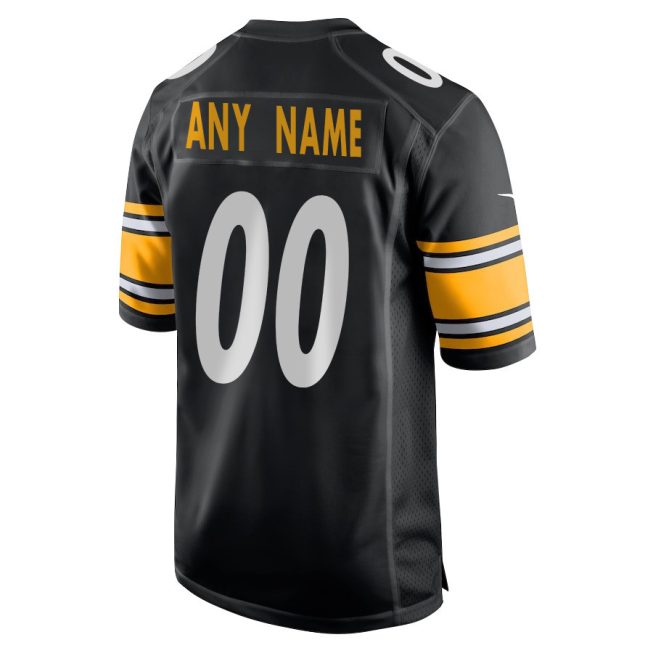 Pittsburgh Steelers 2023 Playoffs Patch Game Men Custom Jersey - Black - Image 3