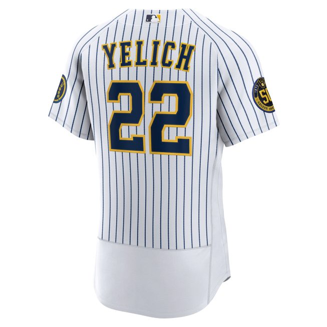 Christian Yelich Milwaukee Brewers Alternate Authentic Player Jersey - White - Image 3