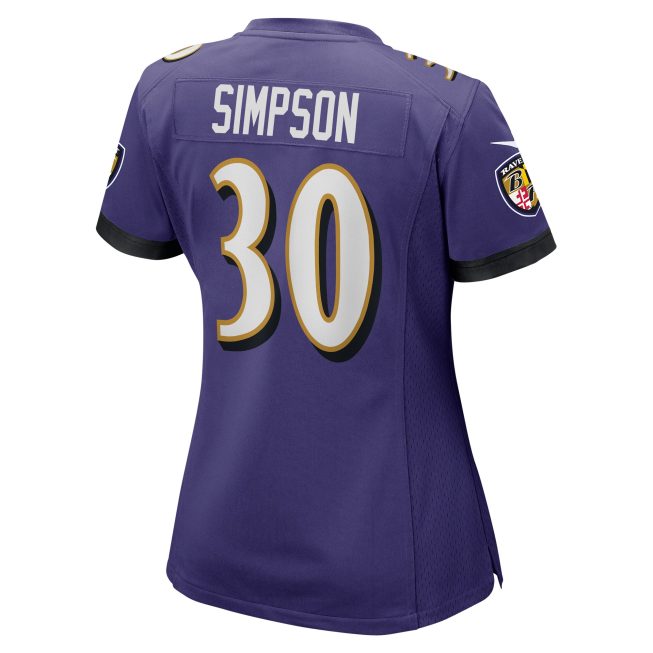 Trenton Simpson Baltimore Ravens Women's Game Jersey - Purple - Image 3