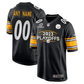 Pittsburgh Steelers Steel City 2023 Playoffs Ready Game Men Custom Jersey - Black
