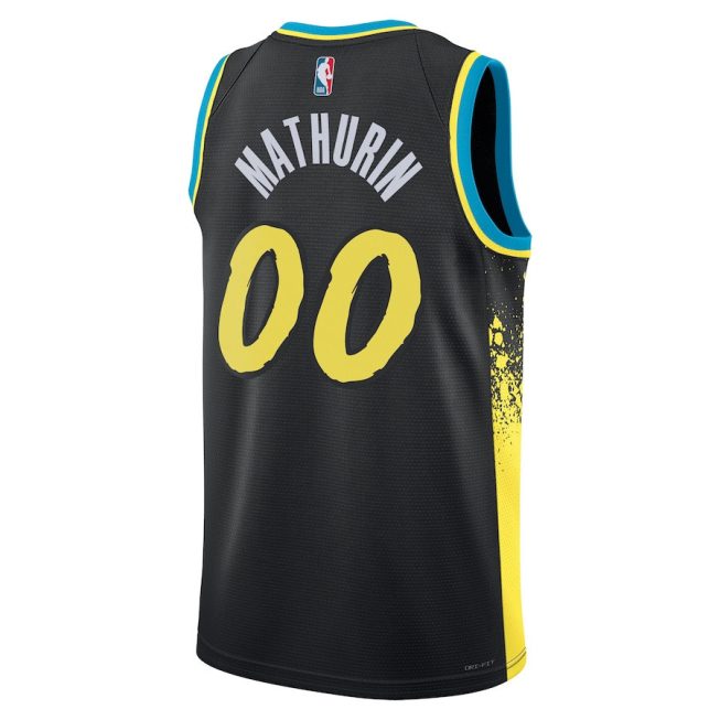 Bennedict Mathurin 00 Indiana Pacers 2023/24 City Edition Swingman Jersey - Black - Image 3