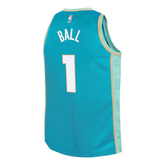 LaMelo Ball 1 Charlotte Hornets 2023/24 City Edition Swingman YOUTH Jersey - Teal - Image 3
