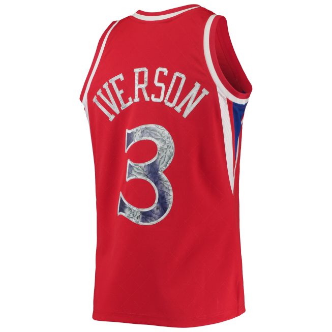 Allen Iverson Philadelphia 76ers Mitchell & Ness 1996/97 Hardwood Classics 75th Anniversary Diamond Swingman Jersey - Red - Image 3