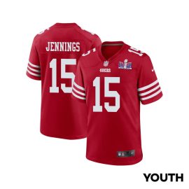 Jauan Jennings 15 San Francisco 49ers Super Bowl LVIII Patch Game YOUTH Jersey - Scarlet
