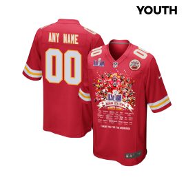 Kansas City Chiefs Super Bowl LVIII Thanks For Memories Game Custom YOUTH Jersey - Red