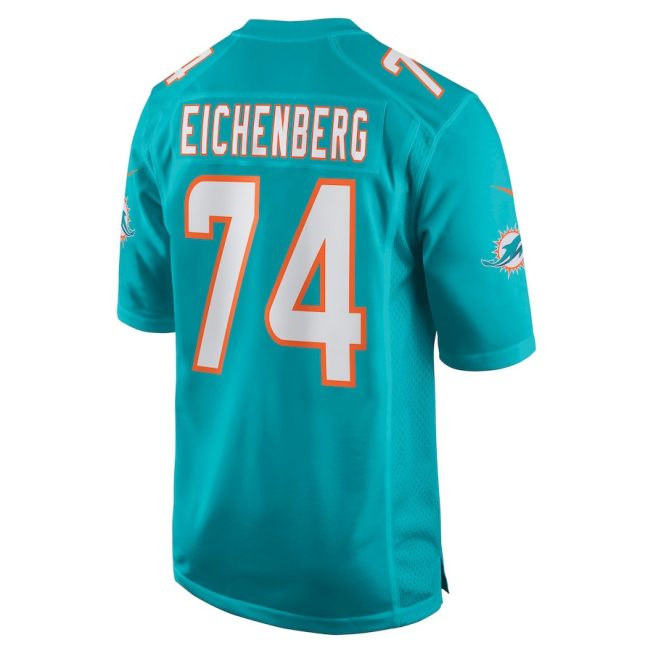 Liam Eichenberg 74 Miami Dolphins Men Game Jersey - Aqua - Image 3