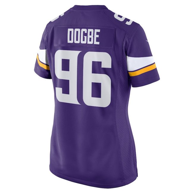 Michael Dogbe 96 Minnesota Vikings Team Game Women Jersey - Purple - Image 3