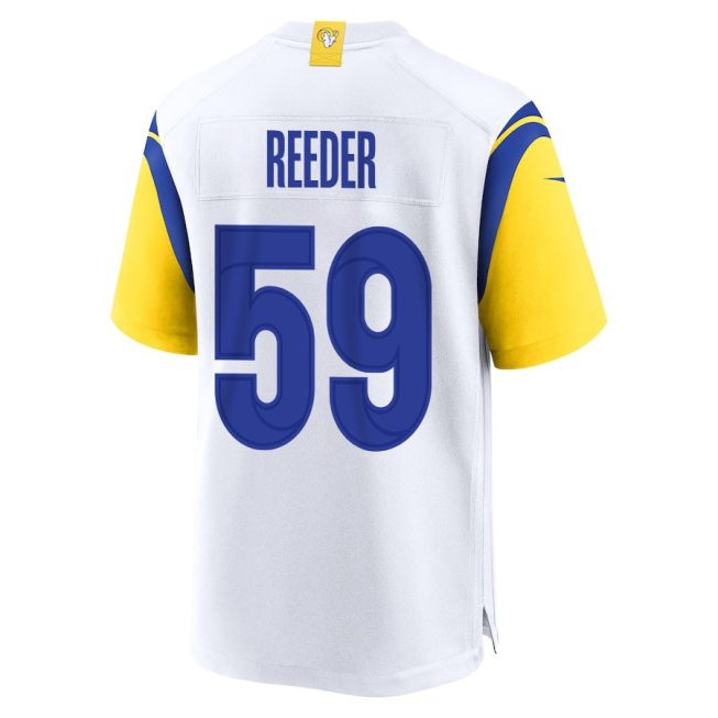 Troy Reeder 59 Los Angeles Rams 2023 Playoffs Patch Game Men Jersey - White - Image 3
