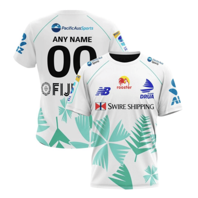 Super Rugby Fijian Drua 2023 Clash Kits Custom AOP T-Shirt - White