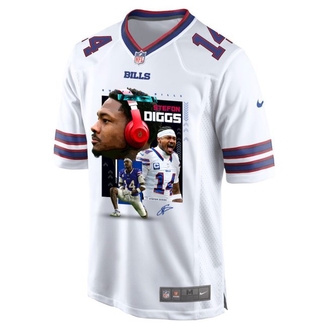 Stefon Diggs 14 Buffalo Bills Can You Diggs It Game Men Jersey - White - Image 2