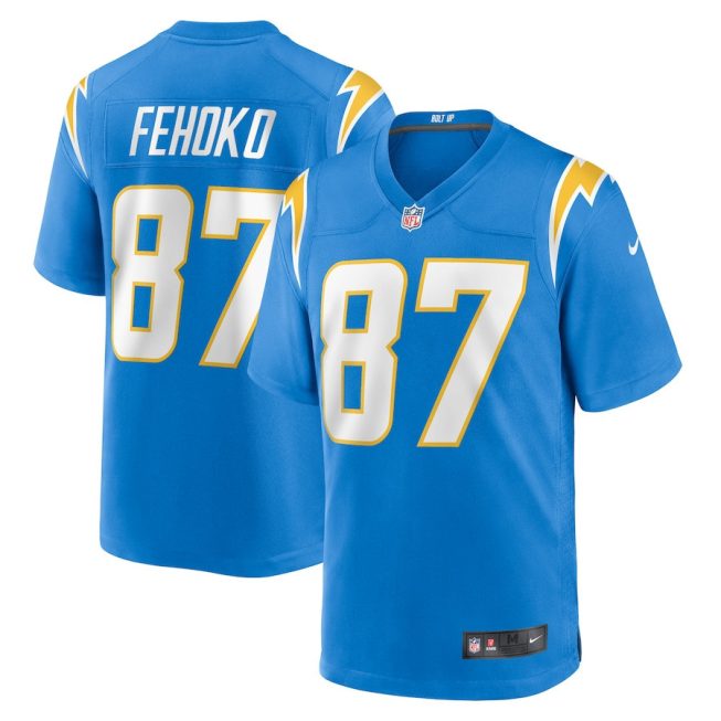 Simi Fehoko 87 Los Angeles Chargers Men Game Jersey - Powder Blue
