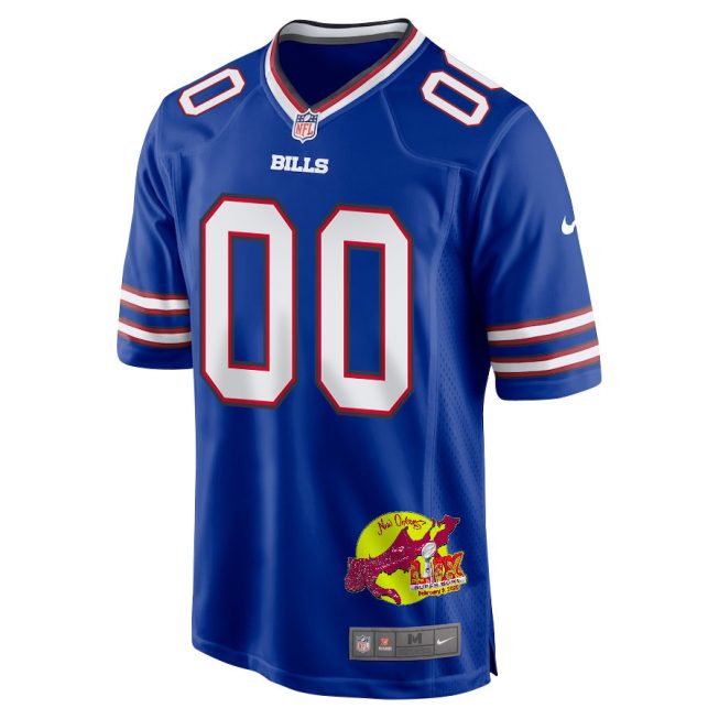 Buffalo Bills Super Bowl LIX New Orleans Patch Game Men Custom Jersey - Royal - Image 3