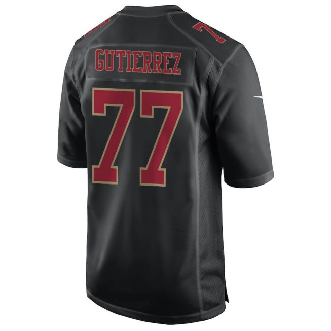 Alfredo Gutierrez 77 San Francisco 49ers Super Bowl LVIII Patch Fashion Game Men Jersey - Carbon Black - Image 3