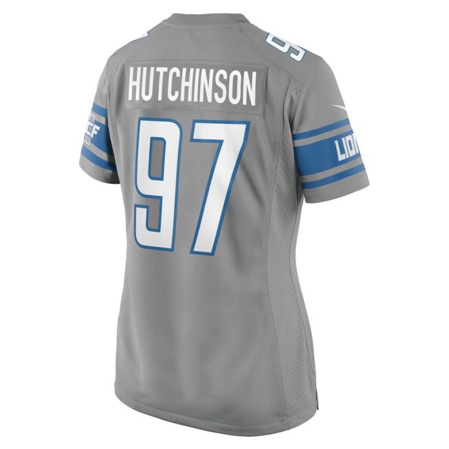 Aidan Hutchinson 97 Detroit Lions Women Game Jersey - Silver - Image 3
