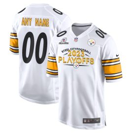 Pittsburgh Steelers Steel City 2023 Playoffs Ready Game Men Custom Jersey - White