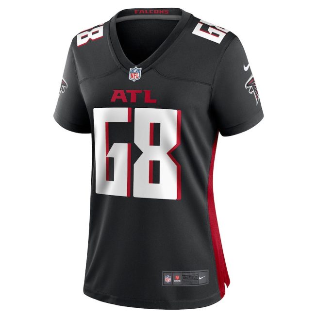 Josh Andrews 68 Atlanta Falcons Game Women Jersey - Black - Image 2