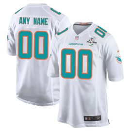 Miami Dolphins 2023 Playoffs Patch Game Men Custom Jersey - White