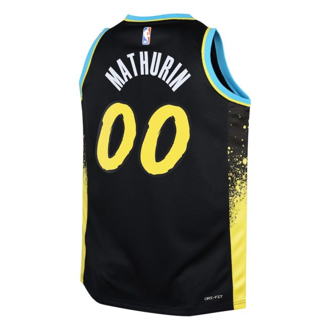 Bennedict Mathurin 00 Indiana Pacers 2023/24 City Edition Swingman YOUTH Jersey - Black - Image 3