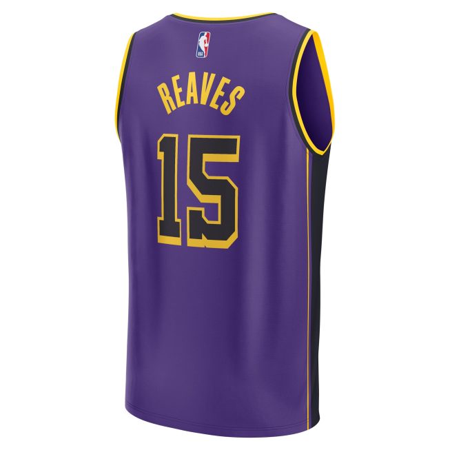 Austin Reaves Los Angeles Lakers Fanatics Youth Fast Break Replica Player Jersey - Statement Edition - Purple - Image 3