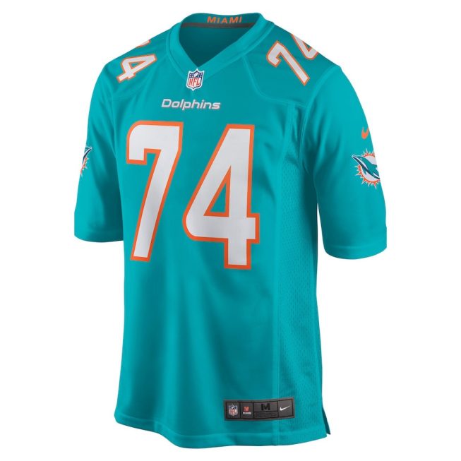 Liam Eichenberg 74 Miami Dolphins Men Game Jersey - Aqua - Image 2