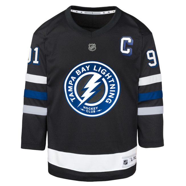 Steven Stamkos 91 Tampa Bay Lightning Alternate YOUTH Jersey - Black - Image 2