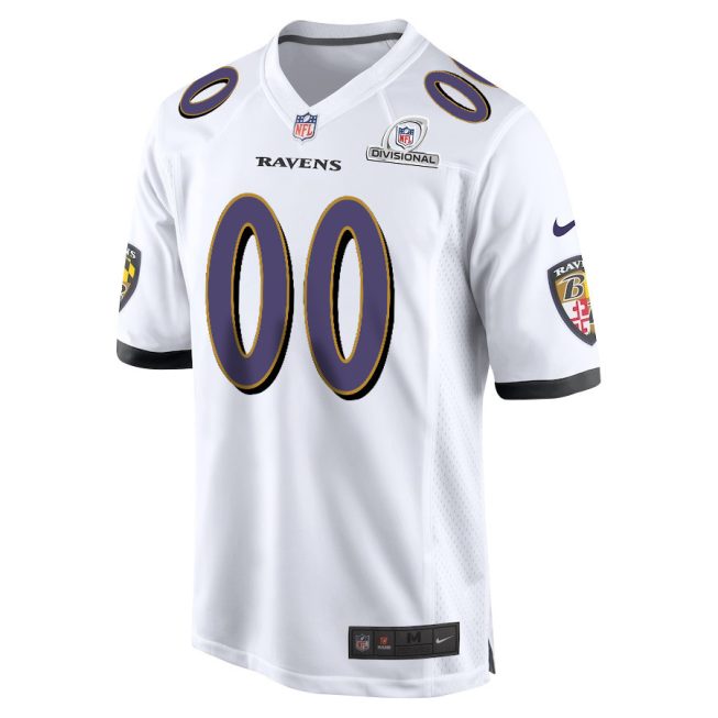 Baltimore Ravens 2024 Divisional Patch Game Men Custom Jersey - White - Image 2