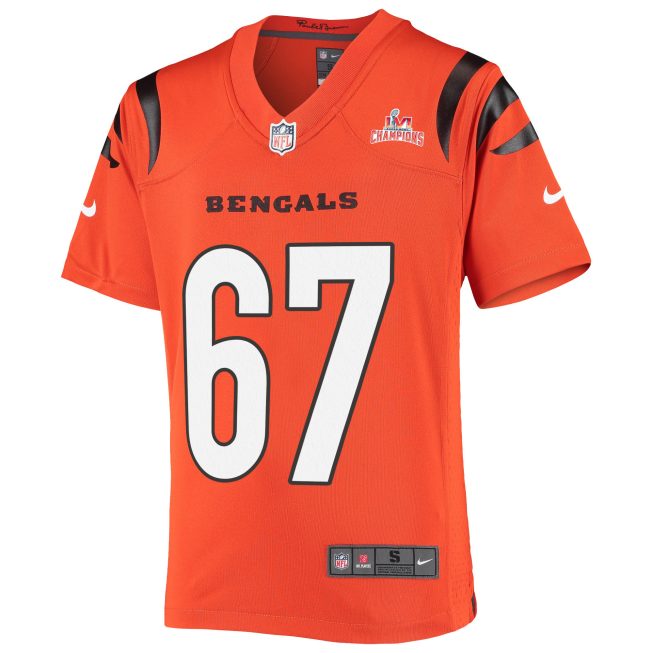 Super Bowl LVI Champions Cincinnati Bengals Quinton Spain 67 Orange Youth's Jersey Jersey - Image 3