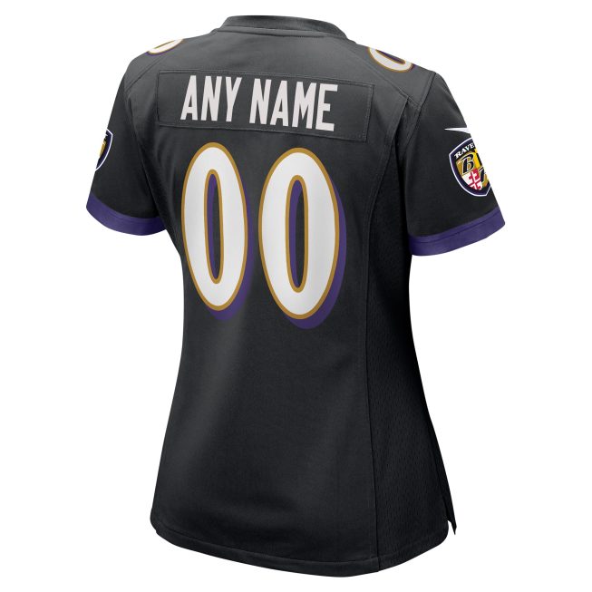 Baltimore Ravens Women's Alternate Custom Game Jersey - Black - Image 3